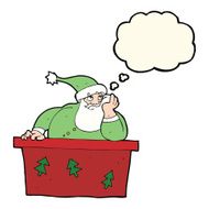 cartoon bored santa claus with thought bubble N10
