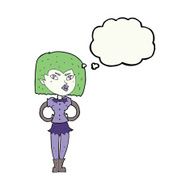 cartoon vampire girl with thought bubble N245