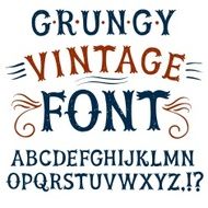 Vintage textured vector font N2