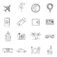 Vector Set of Sketch Travel and Vacation Icons