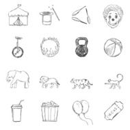 Vector Set of Sketch Circus Icons
