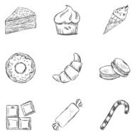 Vector Set of Sketch Dessert Icons