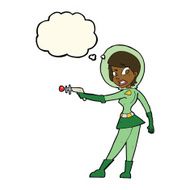cartoon sci fi girl with thought bubble N10