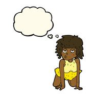 cartoon woman doing pin-up pose with thought bubble N11