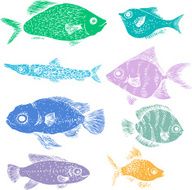 colored silhouettes of fishes N2
