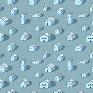 Cute naive house seamless vector pattern Blue Kids style