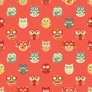Vintage Seamless Pattern with Owls