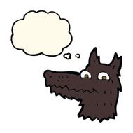 cartoon wolf head with thought bubble N33