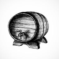 wine cask sketch and vintage illustration