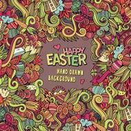 Doodles abstract decorative Easter vector frame N5