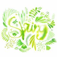 Lettering and elements about spring N2