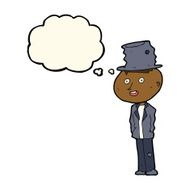 cartoon funny hobo man with thought bubble N10
