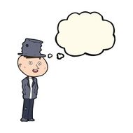 cartoon funny hobo man with thought bubble N11