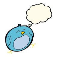 cartoon bird with thought bubble N454