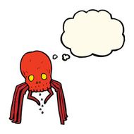 cartoon spooky skull spider with thought bubble N11