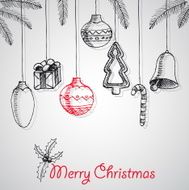 Merry Christmas hand drawn doodles poster design N2