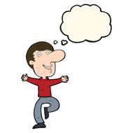 cartoon happy man with thought bubble N518