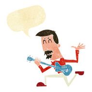 cartoon man playing electric guitar with speech bubble N20