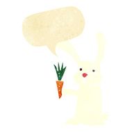 cartoon rabbit with carrot speech bubble N12