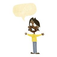 cartoon frightened man with speech bubble N100