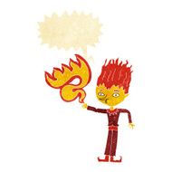 fire spirit cartoon with speech bubble N8