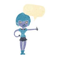 cartoon vampire girl giving thumbs up sign with speech bubble N22