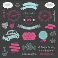 set of vector vintage wedding N2