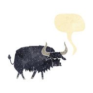 cartoon annoyed hairy ox with speech bubble N8