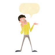 cartoon nervous man with speech bubble N166