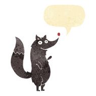 cartoon waving wolf with speech bubble N23