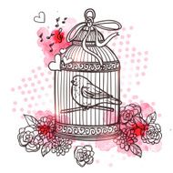 Bird In Cage Illustration