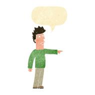 cartoon man pointing with speech bubble N236