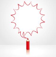 Red Pencil Drawing Starburst Speech Balloon