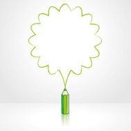 Green Pencil Drawing Rounded Starburst Speech Balloon