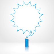 Blue Pencil Drawing Starburst Speech Balloon