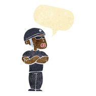cartoon security guard with speech bubble N12