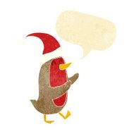 cartoon christmas robin with speech bubble N12