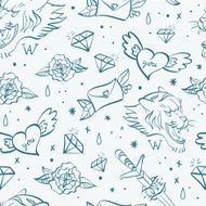 Seamless Vector old-school Tattoo Pattern 2