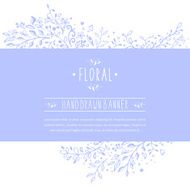 Blue banner with flower patterns and ornaments