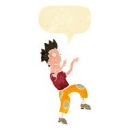 cartoon happy man doing funny dance with speech bubble N22