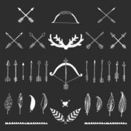 Hand drawn tribal collection with bow and arrows