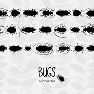 Seamless border with silhouette of bugs