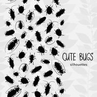 Seamless border with silhouette of bugs N2