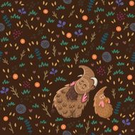 Cute floral seamless pattern with mammoths N6