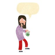 cartoon hippie man with bag of weed speech bubble N12