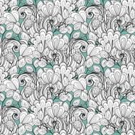 Seamless Monochrome Floral Pattern (Vector) N18