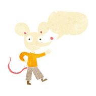 cartoon waving mouse with speech bubble N11