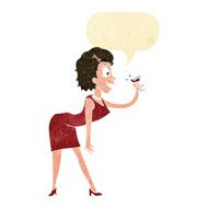 cartoon woman with drink speech bubble N12