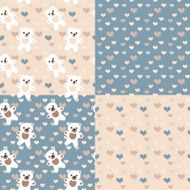 Baby bears seamless pastel patterns set N2