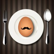 Vector Single Hipster Egg on a White Plate